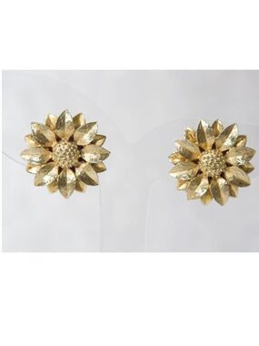 BEAUTIFUL Sarah Coventry Sunflower Earrings Clip Ons Gold Tone